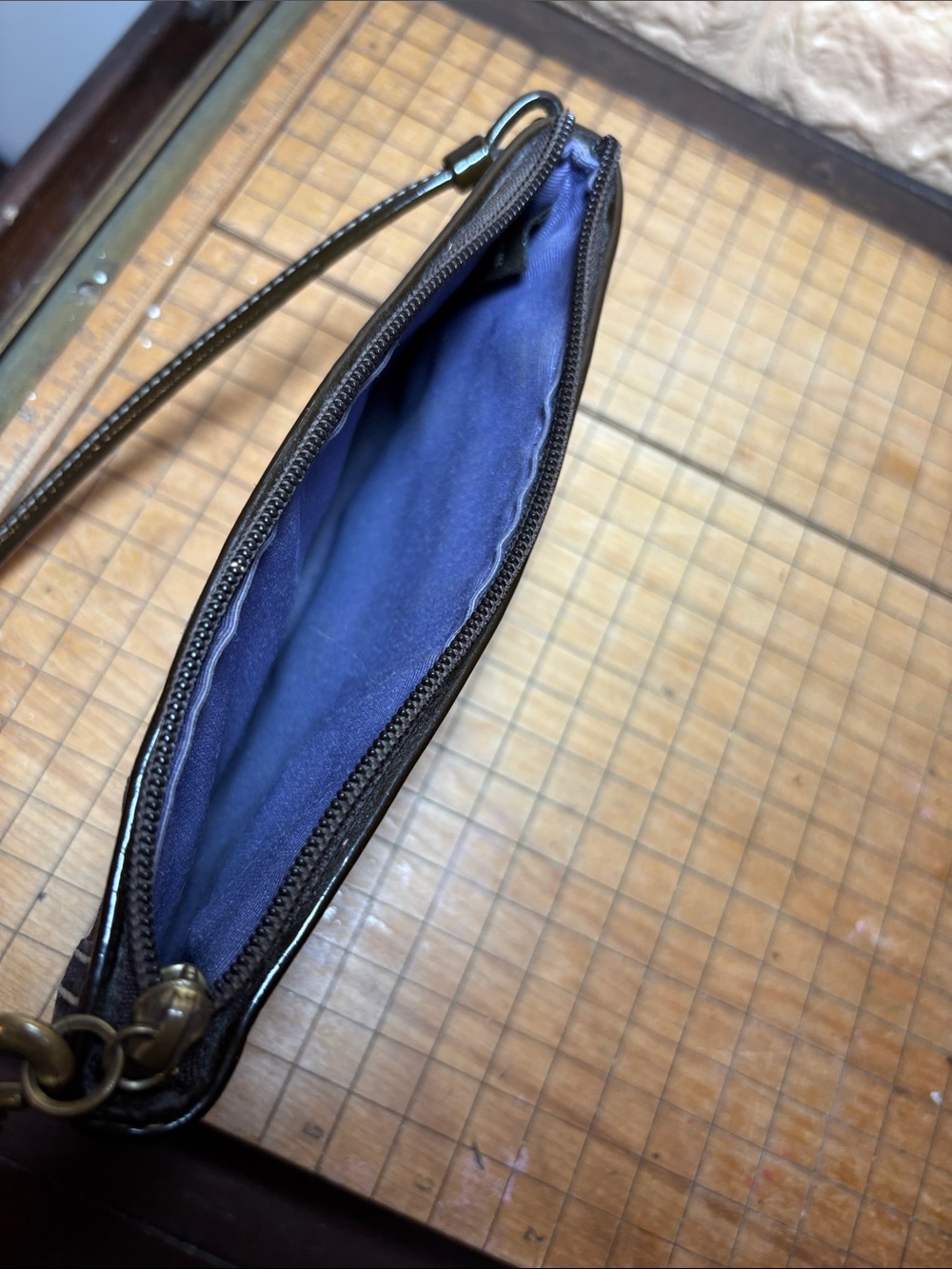 Coach Patchwork Leather Wristlet in Brown and Neutral Tones w Hang Tag - Picture 13 of 17